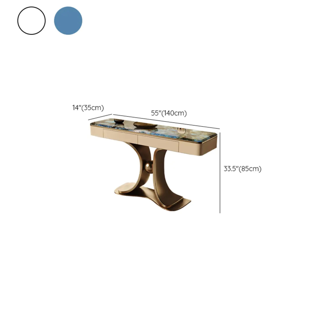 Decorative Curved Marble Top Gold Storage Console Table Image - 11