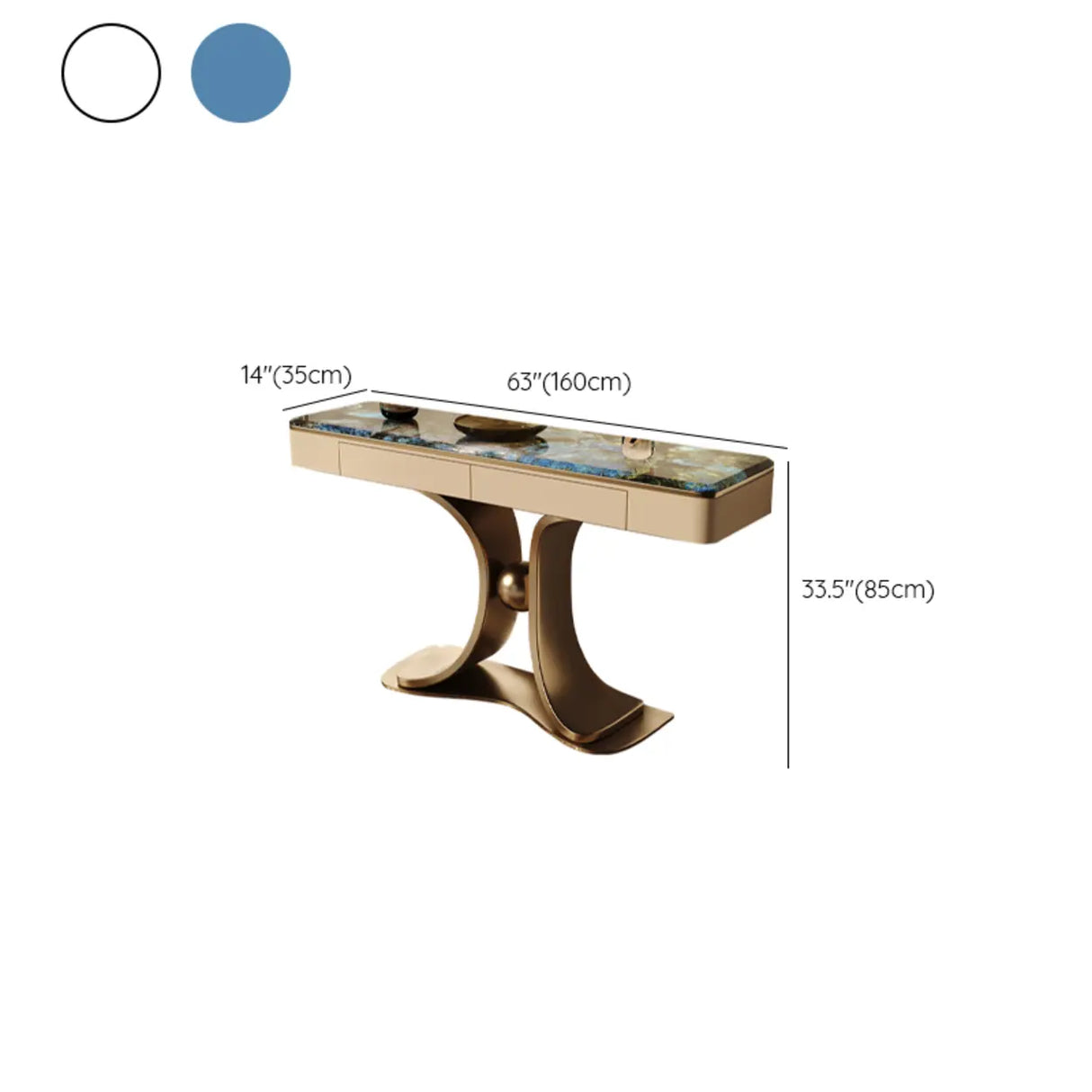Decorative Curved Marble Top Gold Storage Console Table Image - 12