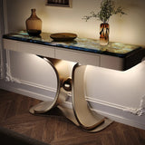 Decorative Curved Marble Top Gold Storage Console Table Image - 2