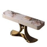 Decorative Curved Marble Top Gold Storage Console Table Image - 4