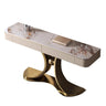 Decorative Curved Marble Top Gold Storage Console Table Image - 4
