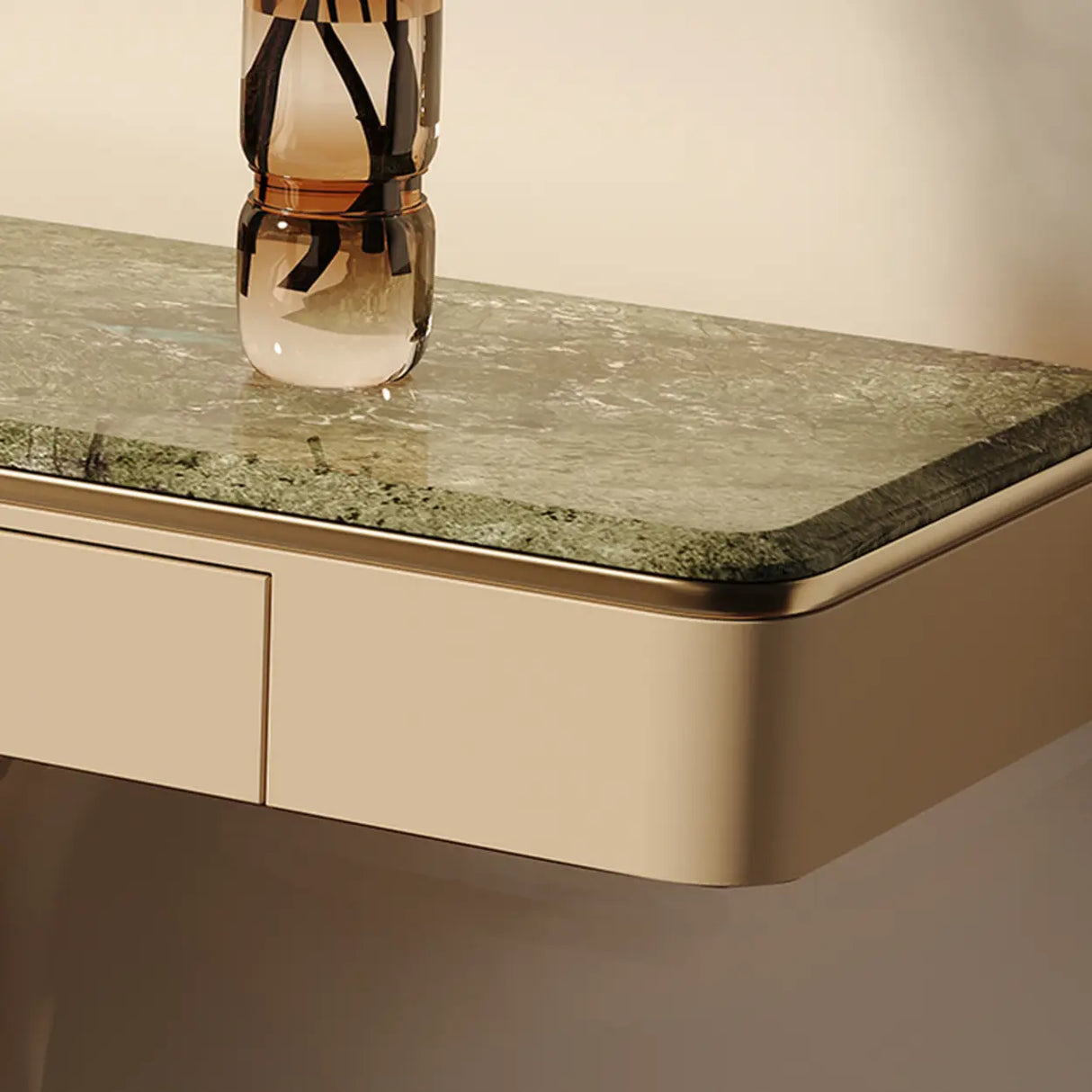 Decorative Curved Marble Top Gold Storage Console Table Image - 6