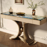 Decorative Curved Marble Top Gold Storage Console Table Image - 7