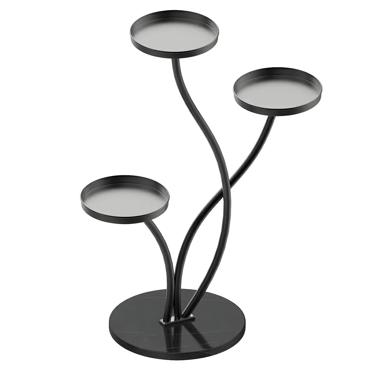 Decorative Curved Metal Gold 3 Tiers Stone Plant Stand Image - 2