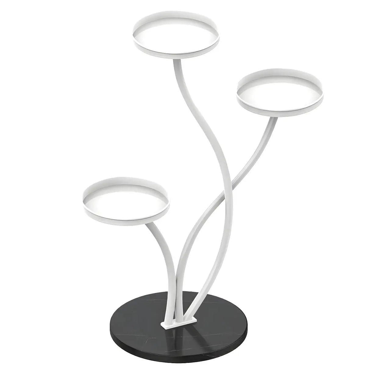 Decorative Curved Metal Gold 3 Tiers Stone Plant Stand Image - 7