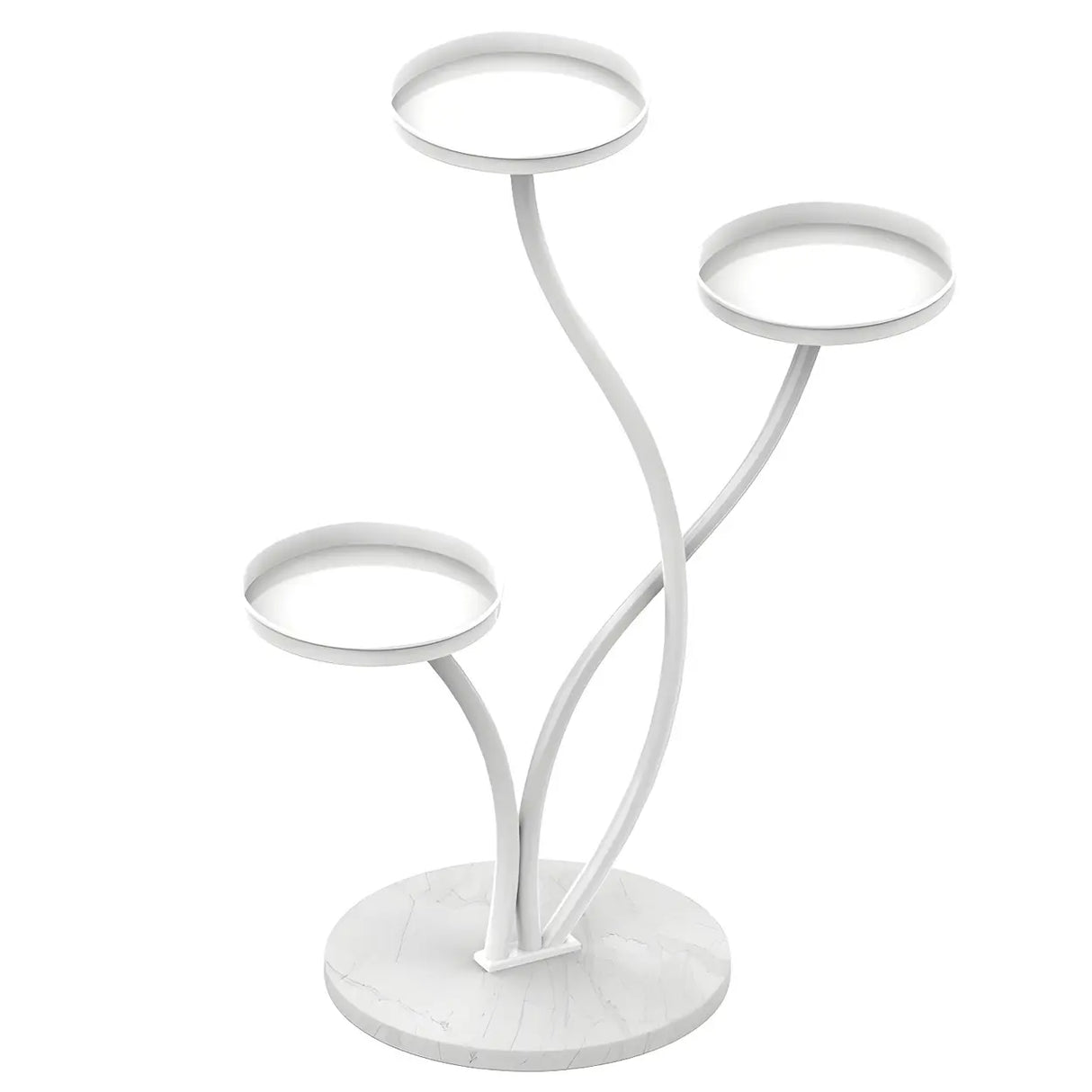 Decorative Curved Metal Gold 3 Tiers Stone Plant Stand Image - 3