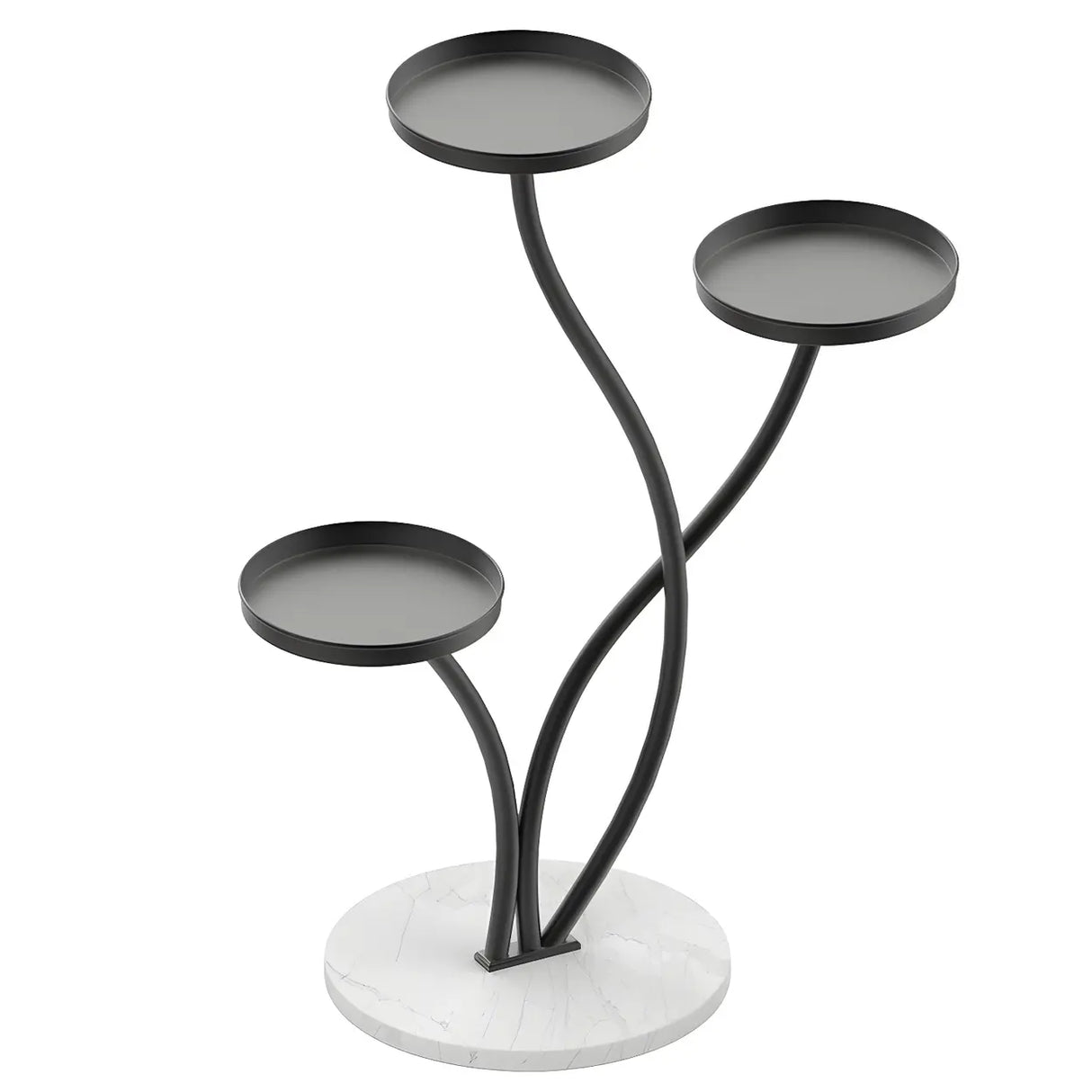 Decorative Curved Metal Gold 3 Tiers Stone Plant Stand Image - 5