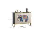 Decorative Elephant Wood Console Table with Cabinet Image - 13