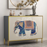 Decorative Elephant Wood Console Table with Cabinet Image - 5