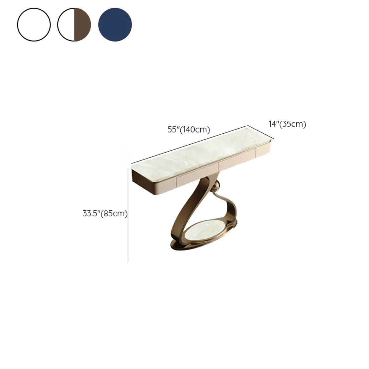 Decorative Entryway Curved Stone Storage Console Table Image - 15