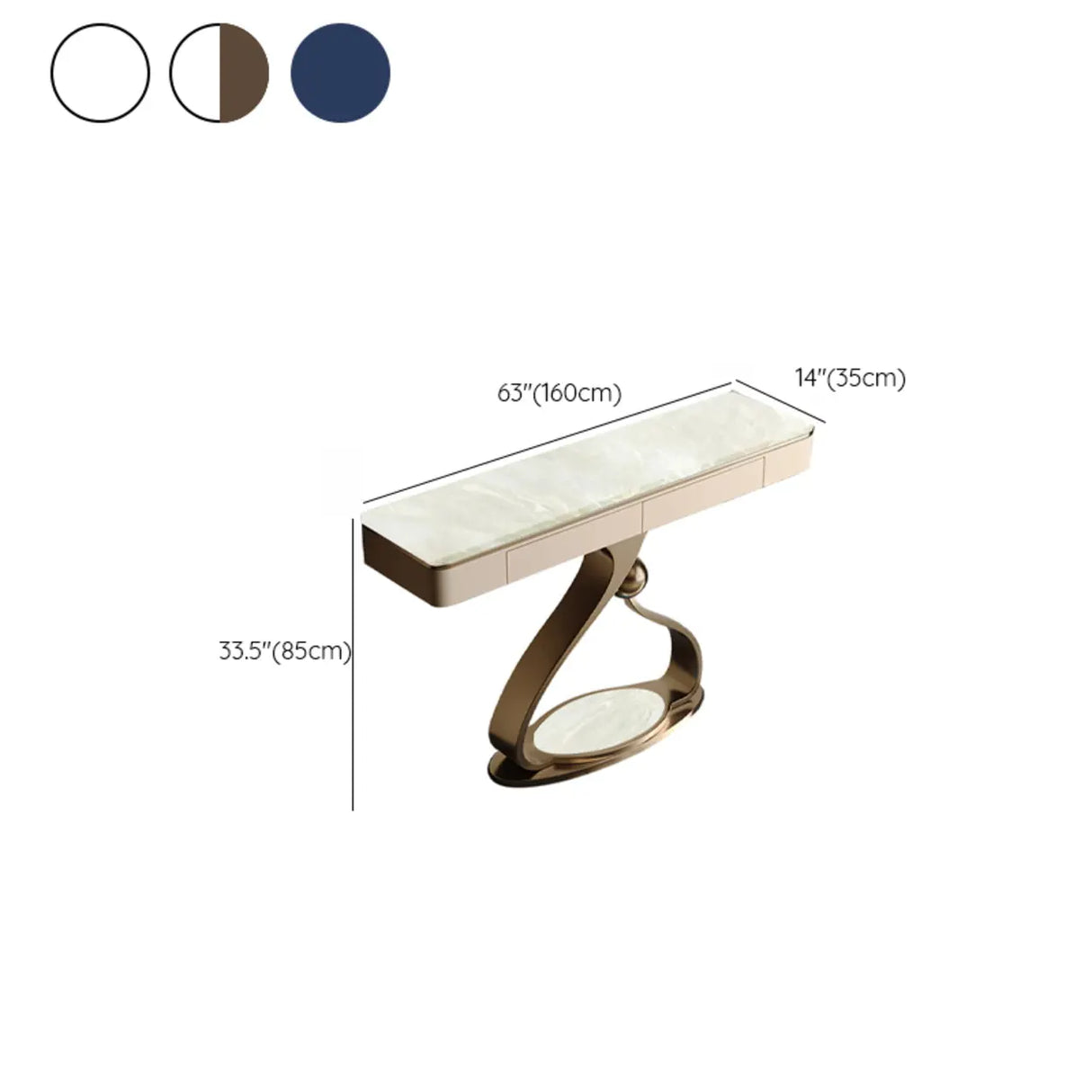 Decorative Entryway Curved Stone Storage Console Table Image - 16