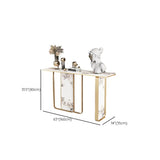 Decorative Geometric Stone Top and Gold Console Table Image - 13