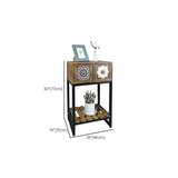Decorative Geometric Wooden Brown Storage Console Table Image - 13