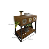 Decorative Geometric Wooden Brown Storage Console Table Image - 14