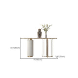 Decorative Gold Oval Stone Top Double Pedestal Console Table Image - 11