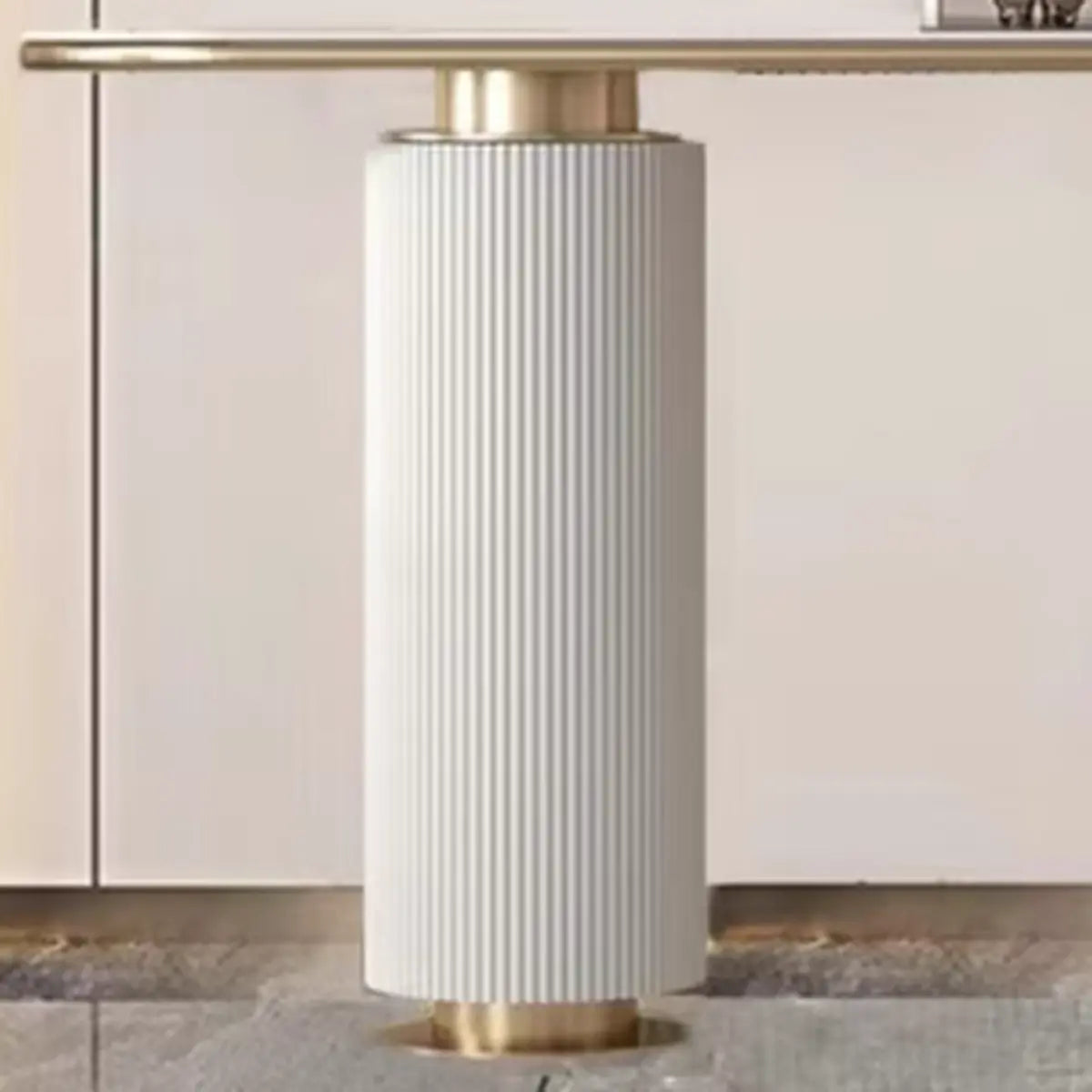 Decorative Gold Oval Stone Top Double Pedestal Console Table Image - 6