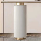 Decorative Gold Oval Stone Top Double Pedestal Console Table Image - 6