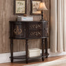 Black Walnut Decorative Half-circle Blue Wood Storage Entry Console Table Image - 14