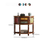 Decorative Half-circle Blue Wood Storage Entry Console Table Image - 16