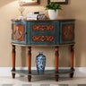 Decorative Half-circle Blue Wood Storage Entry Console Table Image - 7
