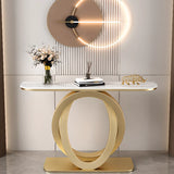 Decorative Half-circle Marble Gold Loop Console Table Image - 1