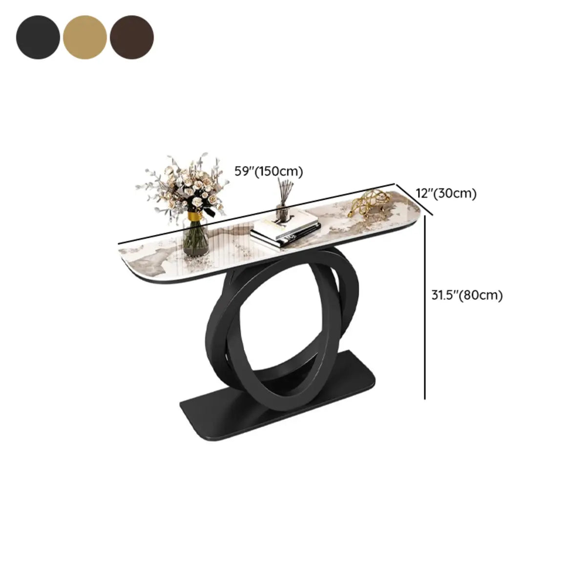 Decorative Half-circle Marble Gold Loop Console Table Image - 12