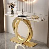 Decorative Half-circle Marble Gold Loop Console Table Image - 3