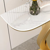 Decorative Half-circle Marble Gold Loop Console Table Image - 6