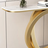 Decorative Half-circle Marble Gold Loop Console Table Image - 7