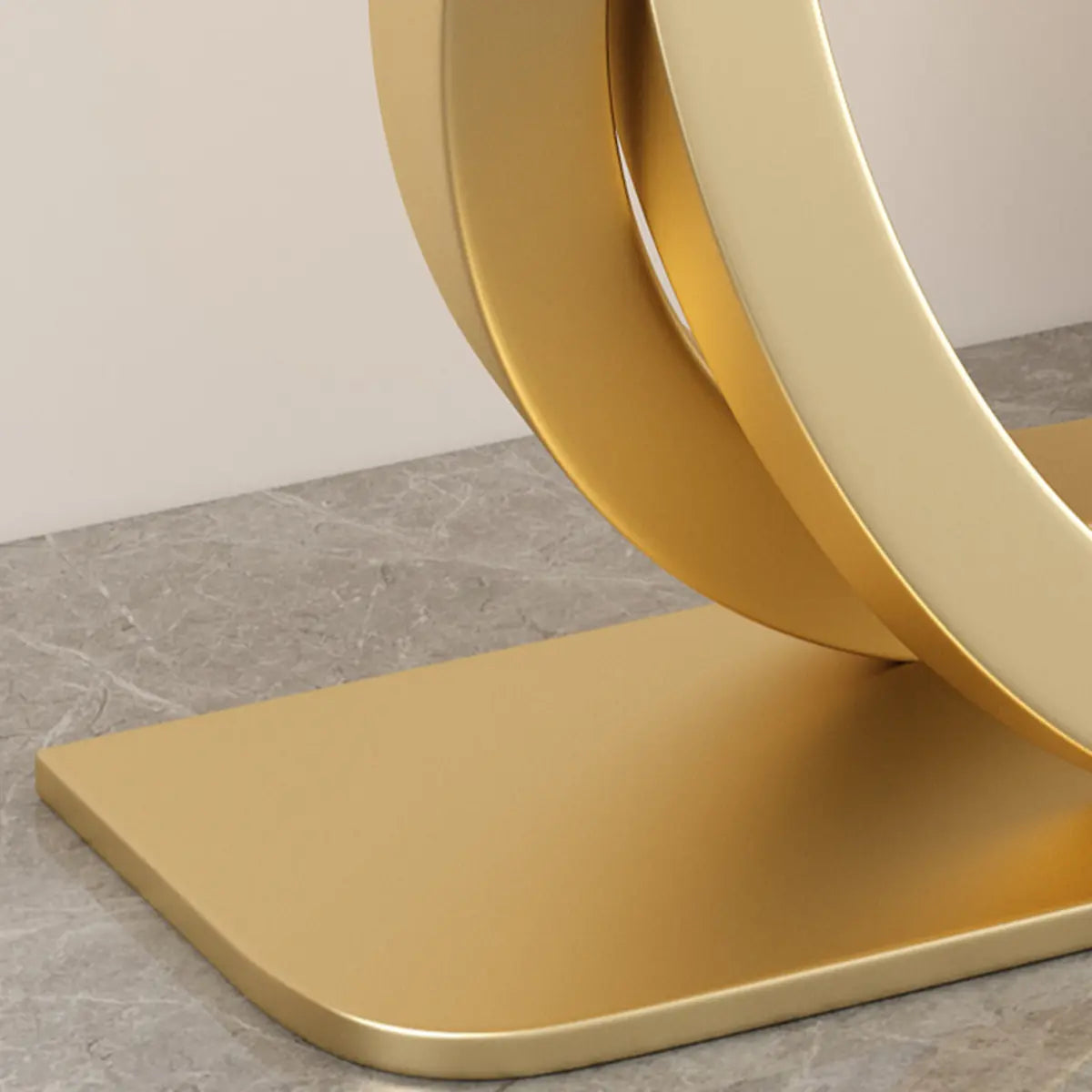 Decorative Half-circle Marble Gold Loop Console Table Image - 8