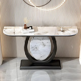 Decorative Half-circle Marble Top Black Base Console Table Image - 18