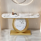 Decorative Half-circle Marble Top Black Base Console Table Image - 23