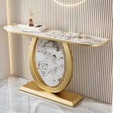 Decorative Half-circle Marble Top Black Base Console Table Image - 7