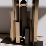 Decorative Half-circle Stone Black Entry Console Table Image - 5