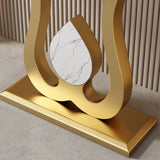 Decorative Half Moon Marble Top Gold Accent Console Table Image - 10