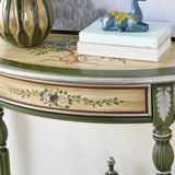 Decorative Half-Moon Storage Floral Green Console Table Image - 5