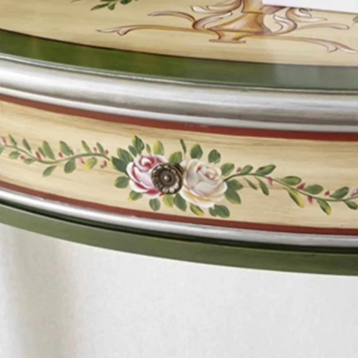 Decorative Half-Moon Storage Floral Green Console Table Image - 8
