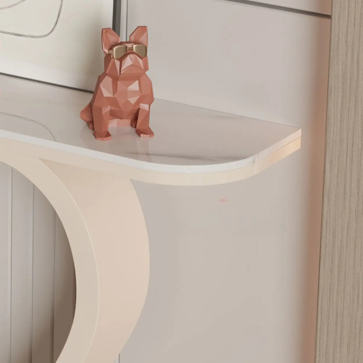 Decorative Heart Base Beige Marble Top Console Table Image - 8