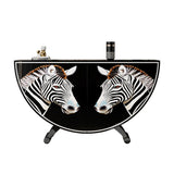 Decorative Horse Pattern Half-Moon Storage Console Table Image - 3