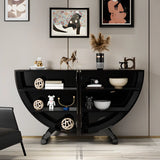 Decorative Horse Pattern Half-Moon Storage Console Table Image - 6