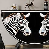 Decorative Horse Pattern Half-Moon Storage Console Table Image - 7