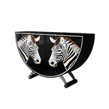 Decorative Horse Pattern Half-Moon Storage Console Table Image - 8