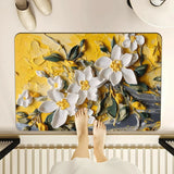 Decorative Lotus 3D Rubber Green Rectangular Area Rug Image - 5