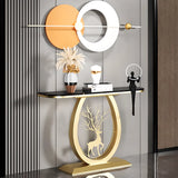 Decorative Oval Deer Base Sintered Stone Gold Console Table Image - 10