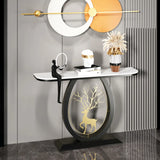 Decorative Oval Deer Base Sintered Stone Gold Console Table Image - 4