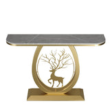 Decorative Oval Deer Base Sintered Stone Gold Console Table Image - 5