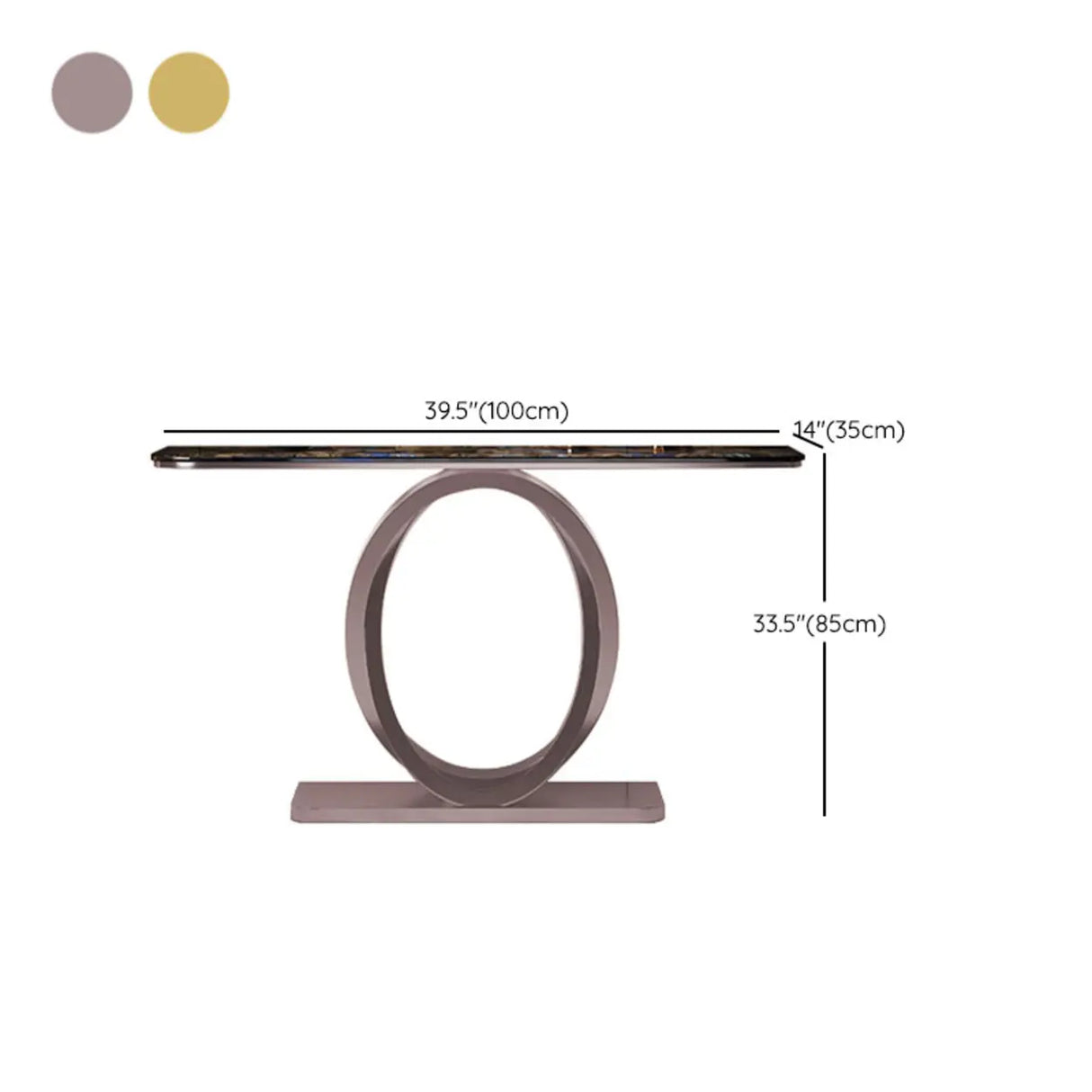Decorative Oval Metal Base Spar Top Gold Console Table 