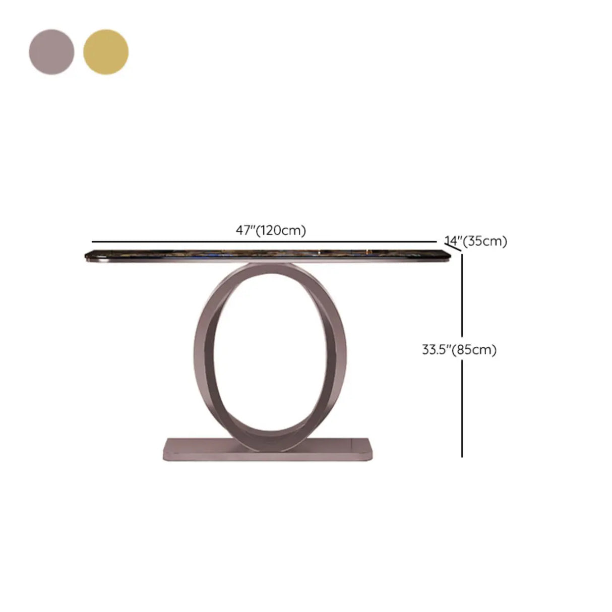 Decorative Oval Metal Base Spar Top Gold Console Table Image - 12