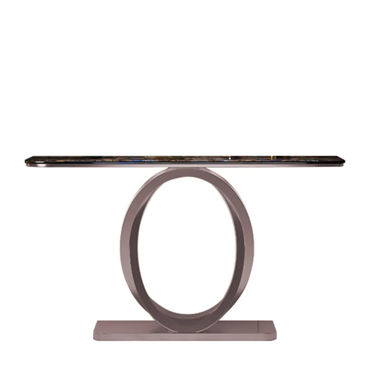 Decorative Oval Metal Base Spar Top Gold Console Table Image - 3