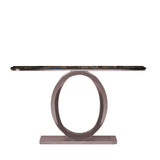 Decorative Oval Metal Base Spar Top Gold Console Table Image - 3